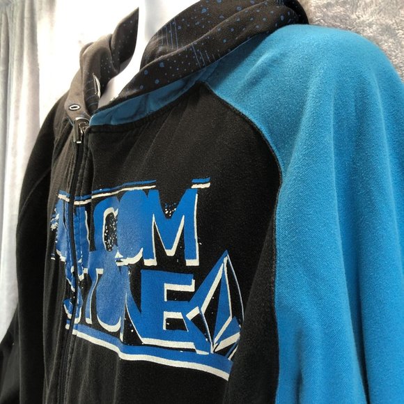 Volcom Mens XL Black Blue Stone Logo Jersey Full Zip Heavyweight Skater Hoodie - Picture 4 of 16